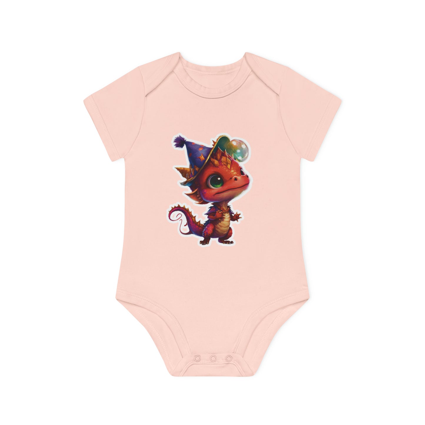 "Adorable Party  Dragon" - Baby Organic Short Sleeve Bodysuit