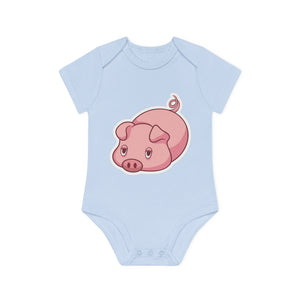 "Adorable Piggie" - Baby Organic Short Sleeve Bodysuit