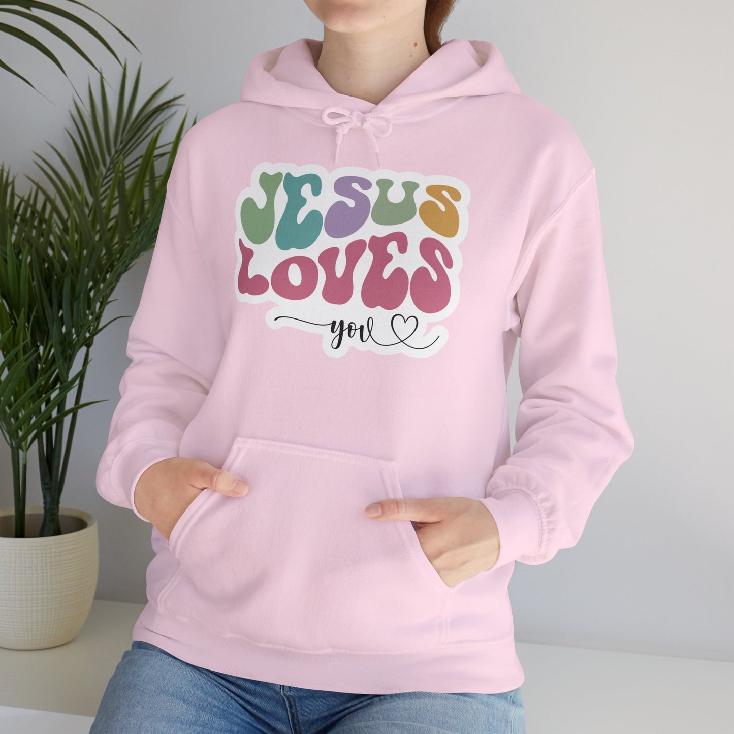 "Jesus Loves You" - Faithfully Cozy Hooded Sweatshirt - Hoodie