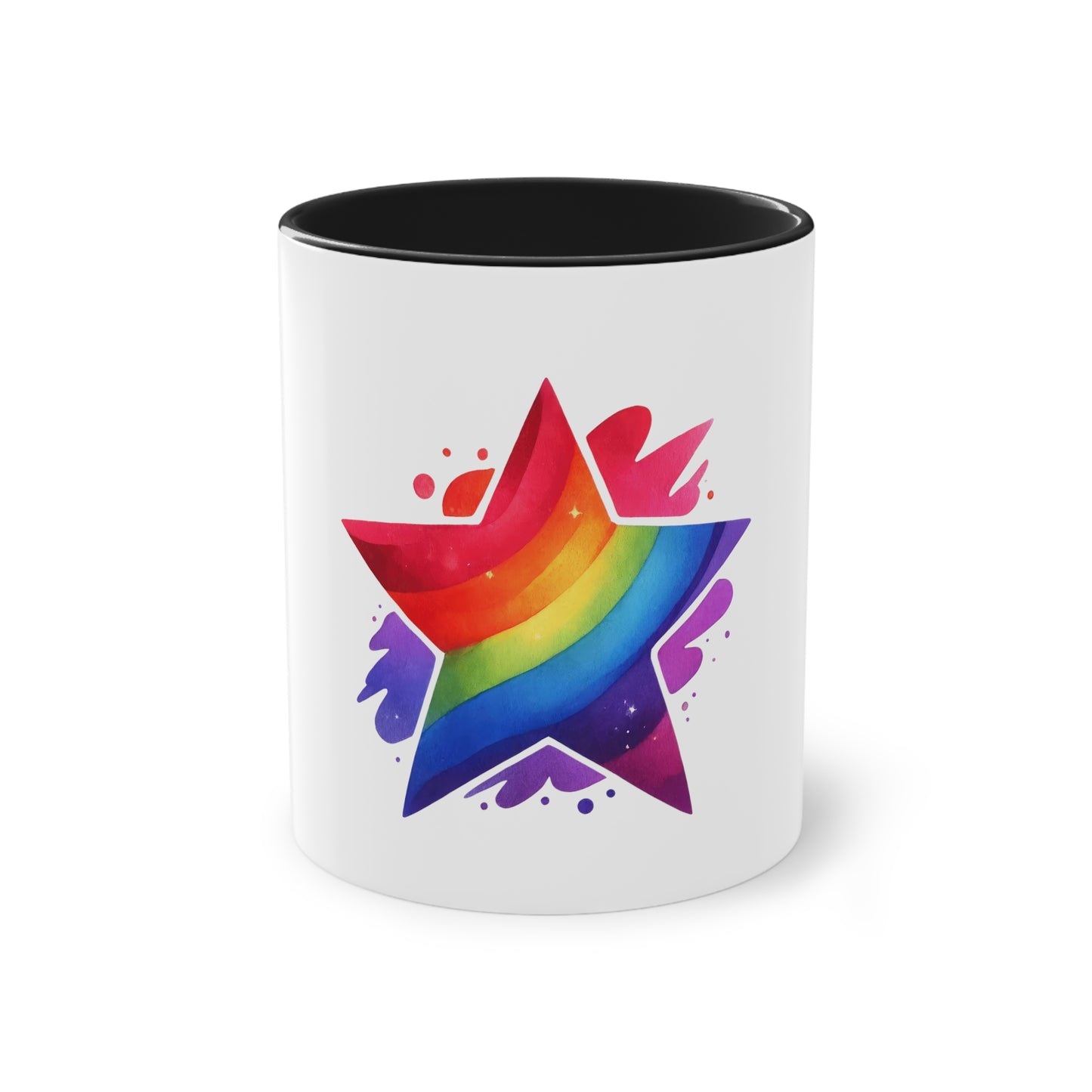 "Rainbow Pride Star" - Two Tone Mug