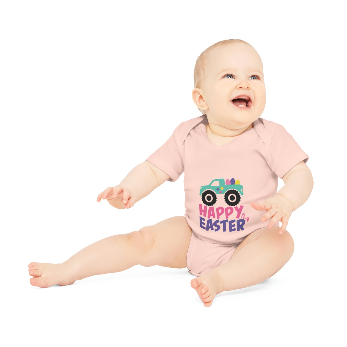 "Happy Easter" - Baby Organic Short Sleeve Bodysuit