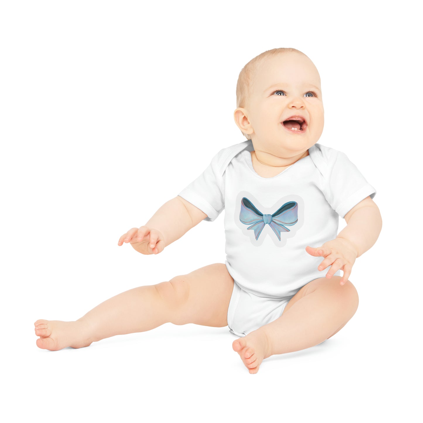 "Adorable Bow" - Baby Organic Short Sleeve Bodysuit