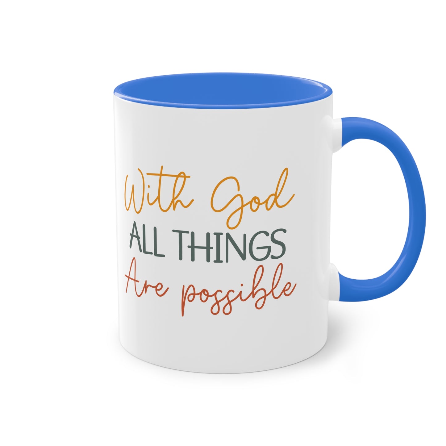 "Blessed Brew: With God All things are Possible" - Two Tone Mug