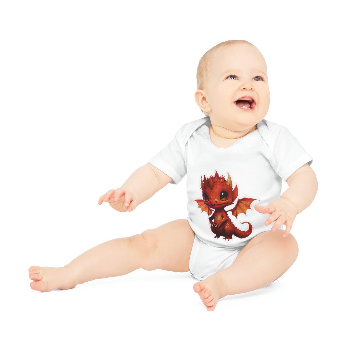 "Sweet Red Dragon" - Baby Organic Short Sleeve Bodysuit