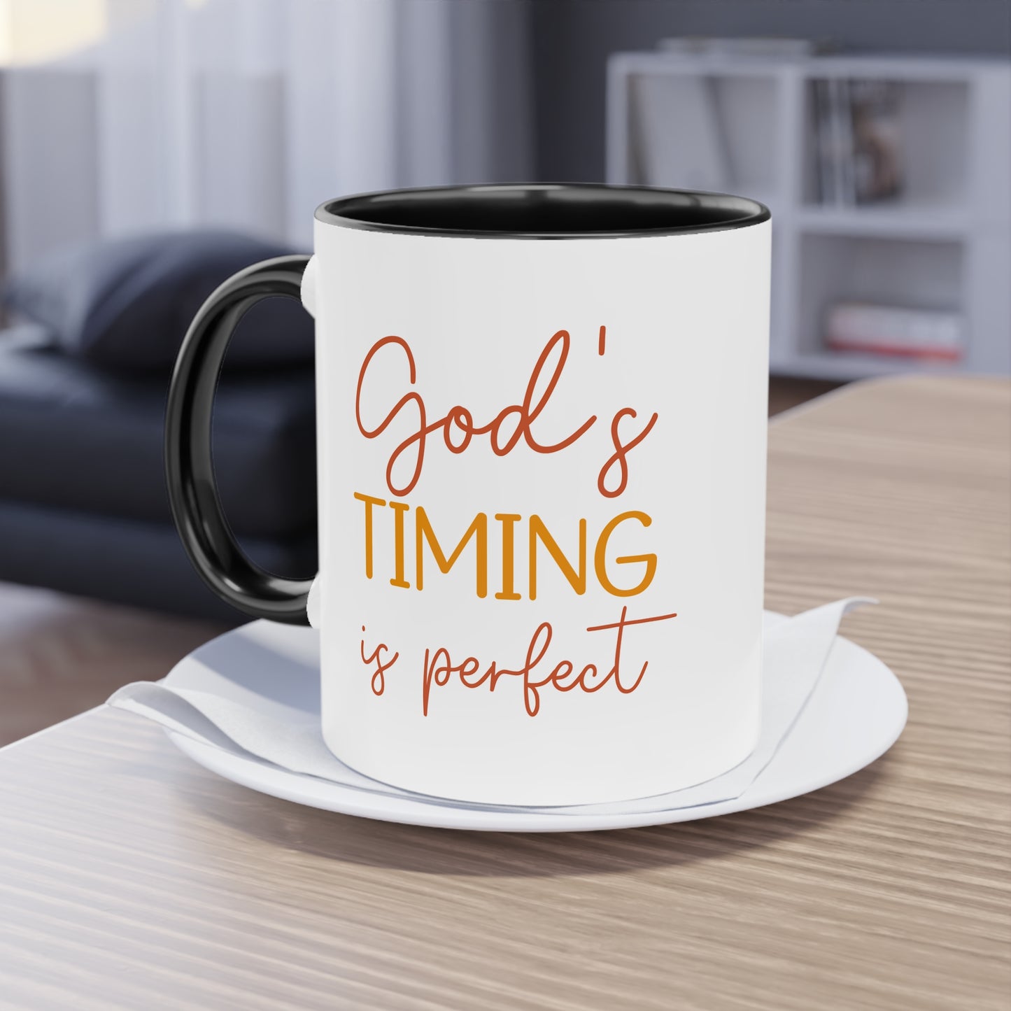 "God's timing is perfect" - Faith Quote - Two Tone Mug