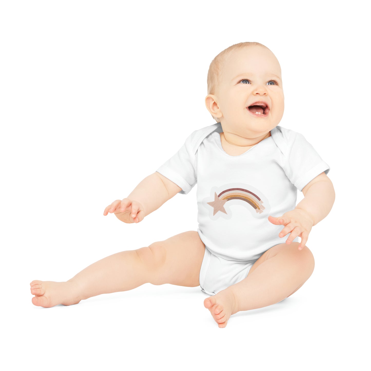 "Rainbow Star" - Baby Organic Short Sleeve Bodysuit