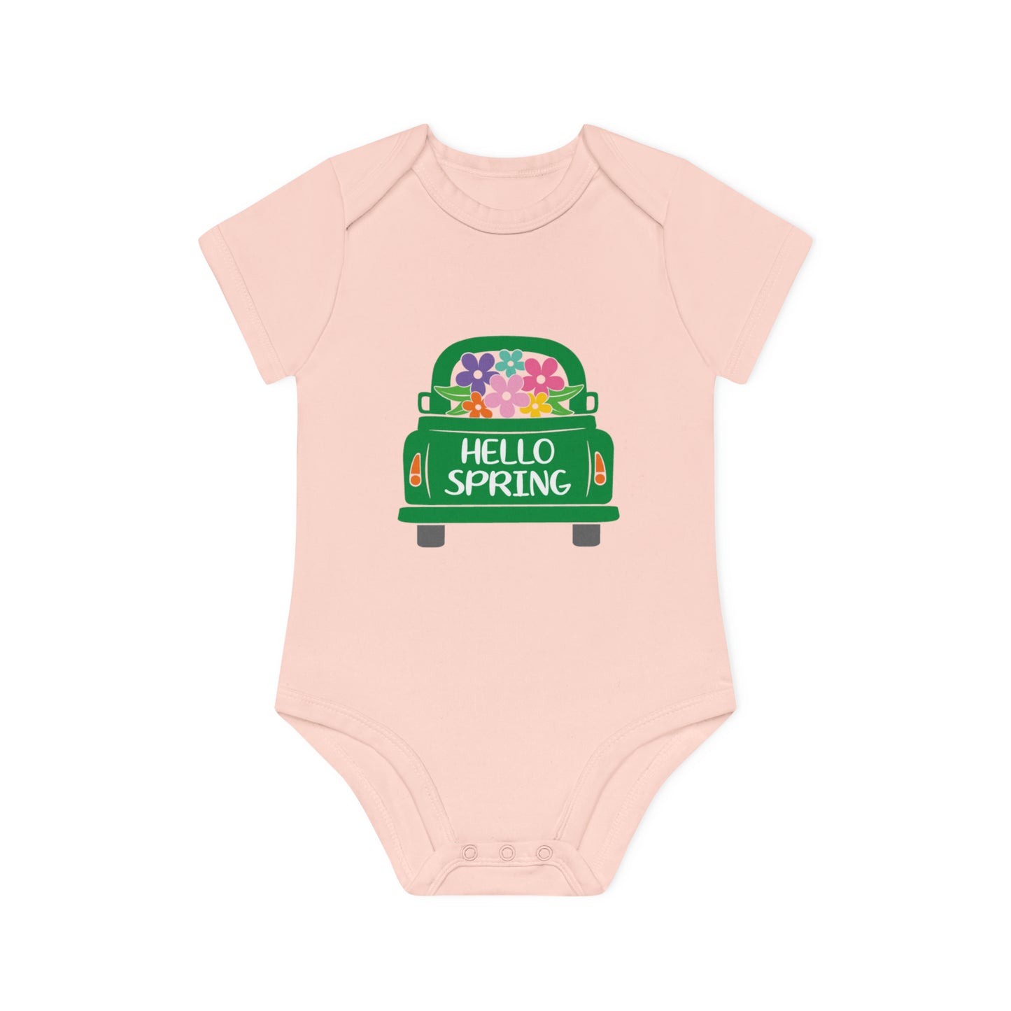 "Hello Spring" - Baby Organic Short Sleeve Bodysuit