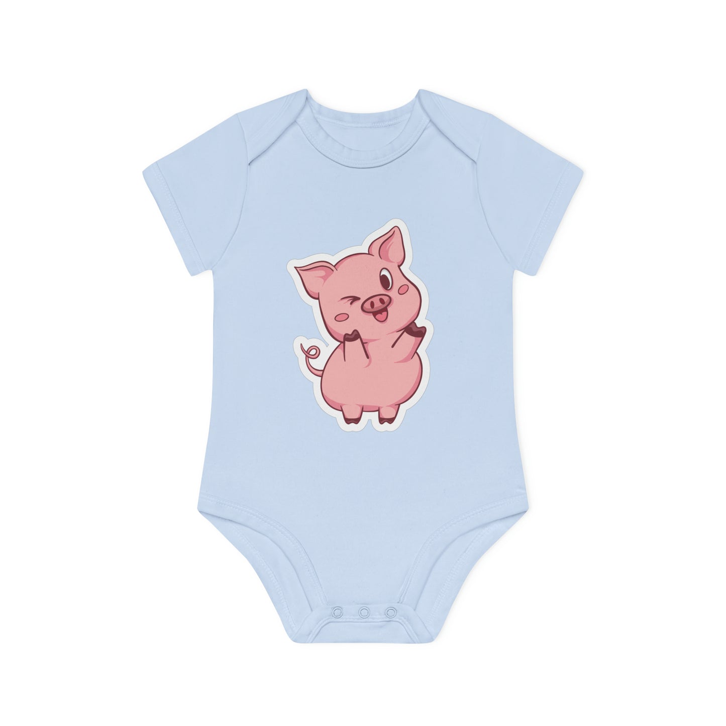 "Adorable Piggie Wink"- Organic Baby Bodysuit: Play- Baby Organic Short Sleeve Bodysuit