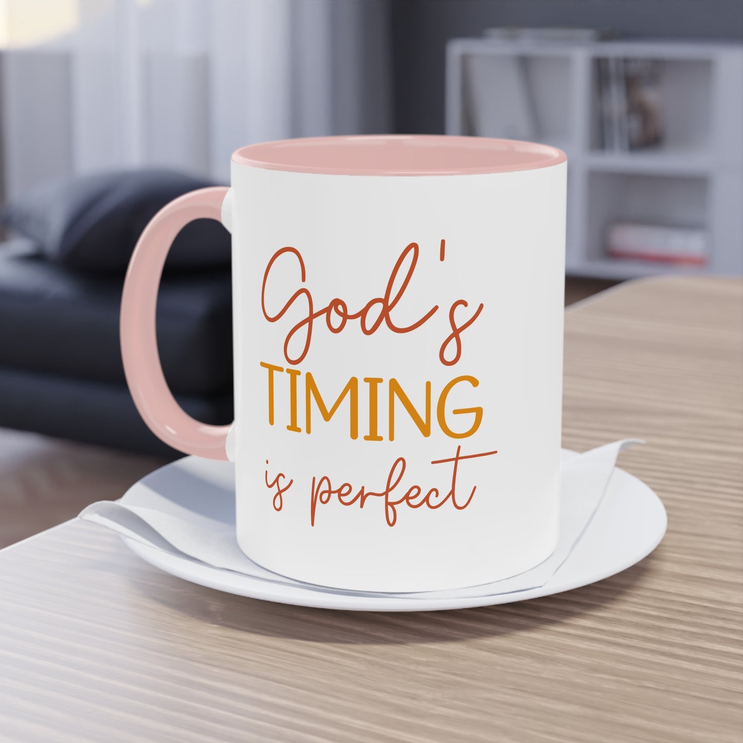 "God's timing is perfect" - Faith Quote - Two Tone Mug