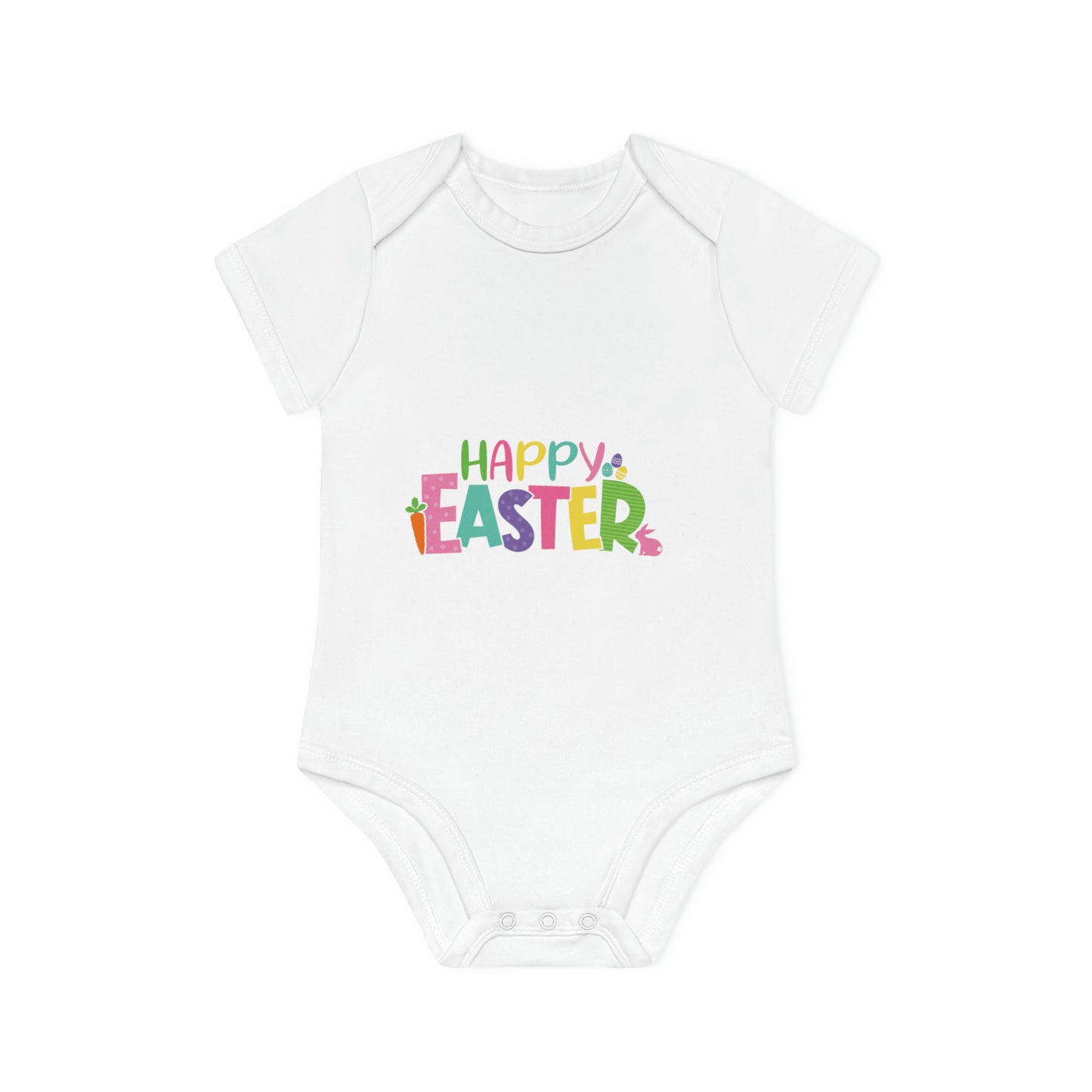 "Happy Easter" - Baby Organic Short Sleeve Bodysuit