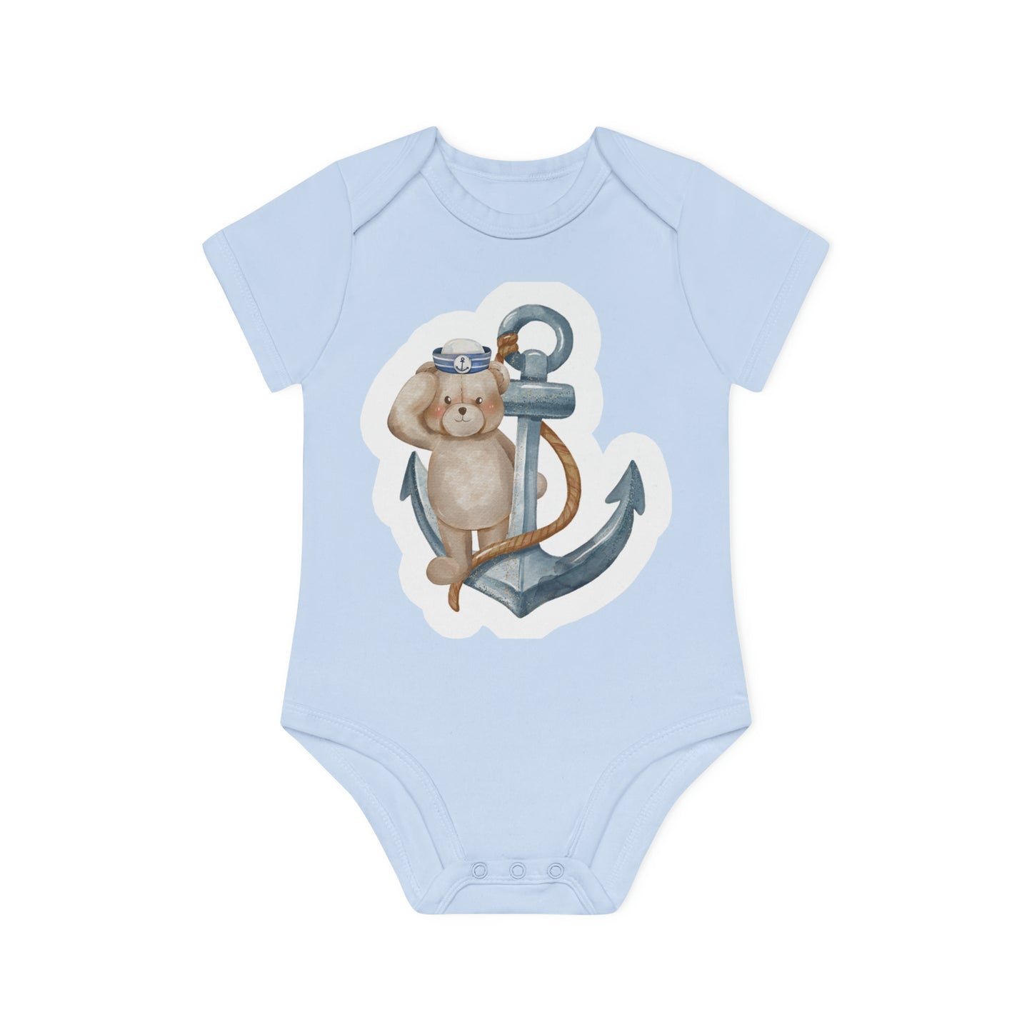 "Organic Cotton Short Sleeve Bodysuit:- Baby Organic Short Sleeve Bodysuit