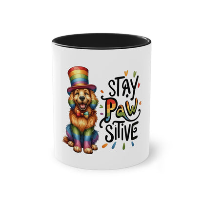 "Rainbow Love: Stay PawSitive" - Two Tone Mug