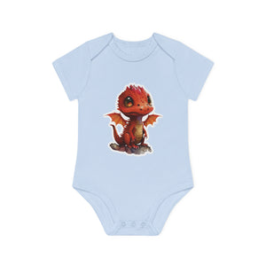 "Cute Red Dragon" - Baby Organic Short Sleeve Bodysuit