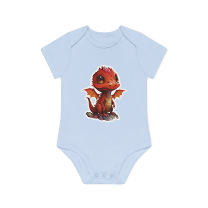 "Cute Red Dragon" - Baby Organic Short Sleeve Bodysuit