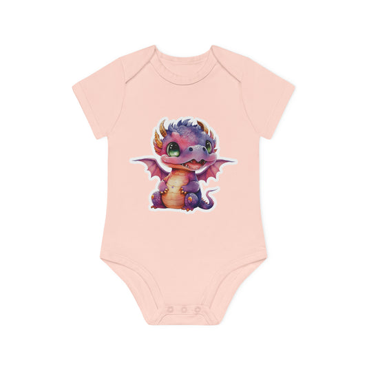 "Cute Drangon" - Baby Organic Short Sleeve Bodysuit