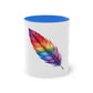 "Rainbow Pride Feather" - Two Tone Mug