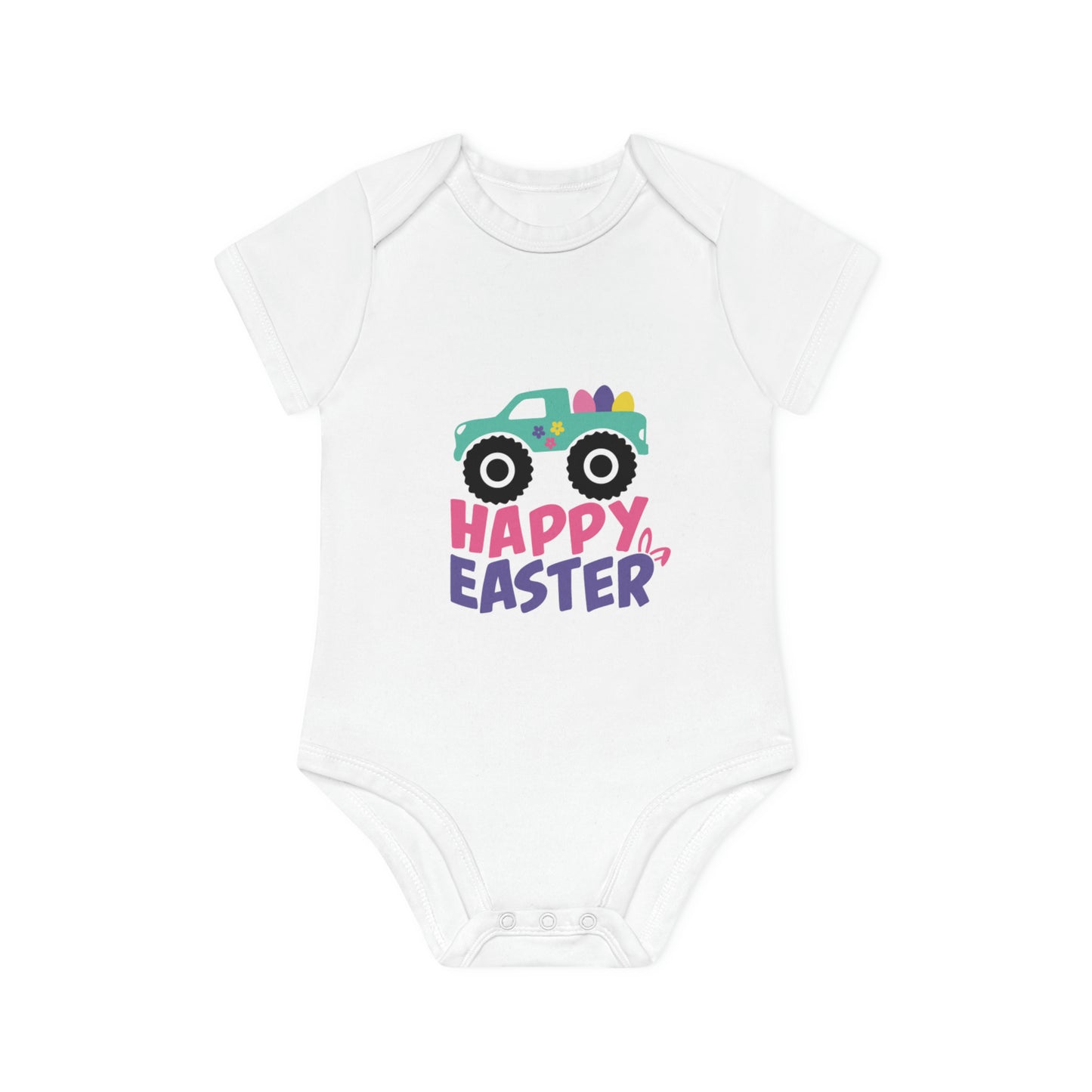 "Happy Easter" - Baby Organic Short Sleeve Bodysuit