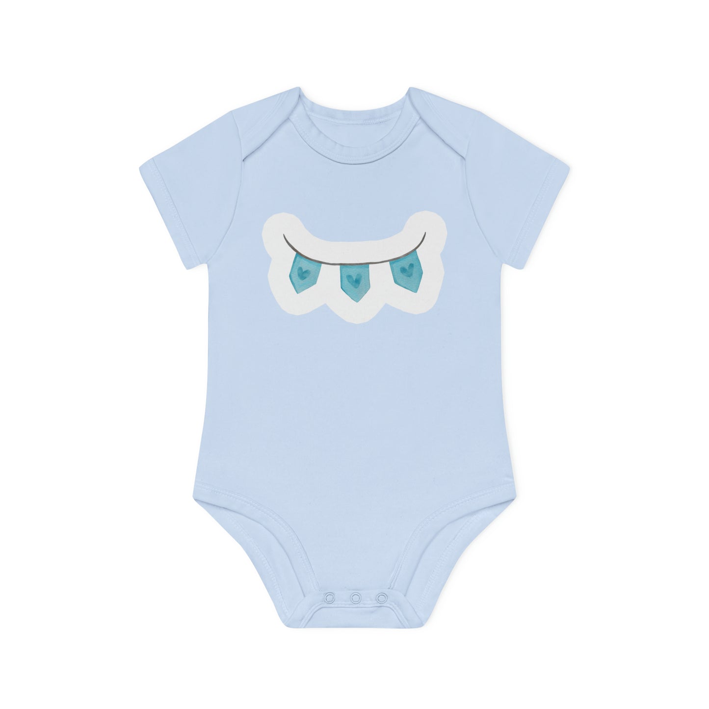 "Adorable Hearts Blue" - Baby Organic Short Sleeve Bodysuit