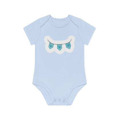 "Adorable Hearts Blue" - Baby Organic Short Sleeve Bodysuit