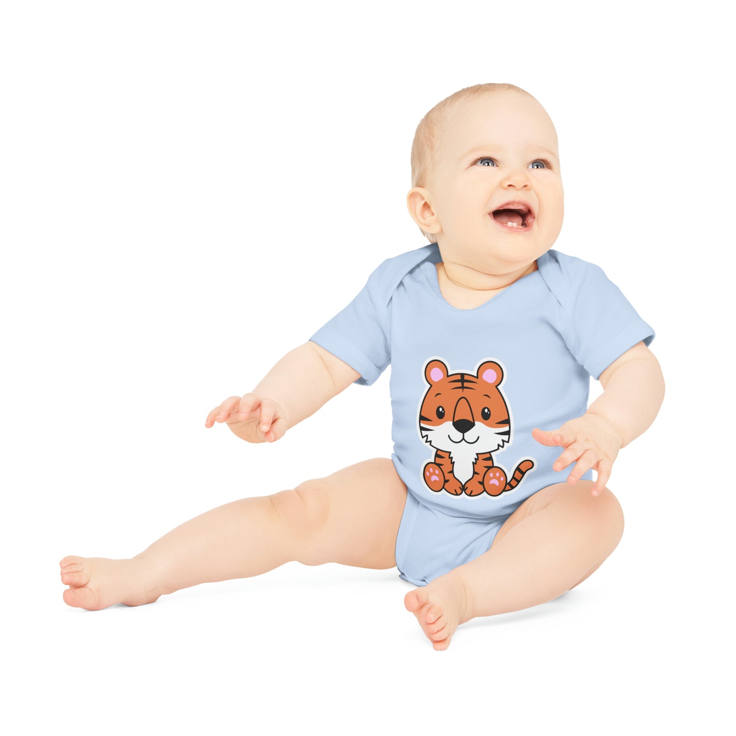 "Cute Tiger" - Adorable Baby Organic Short Sleeve Bodysuit