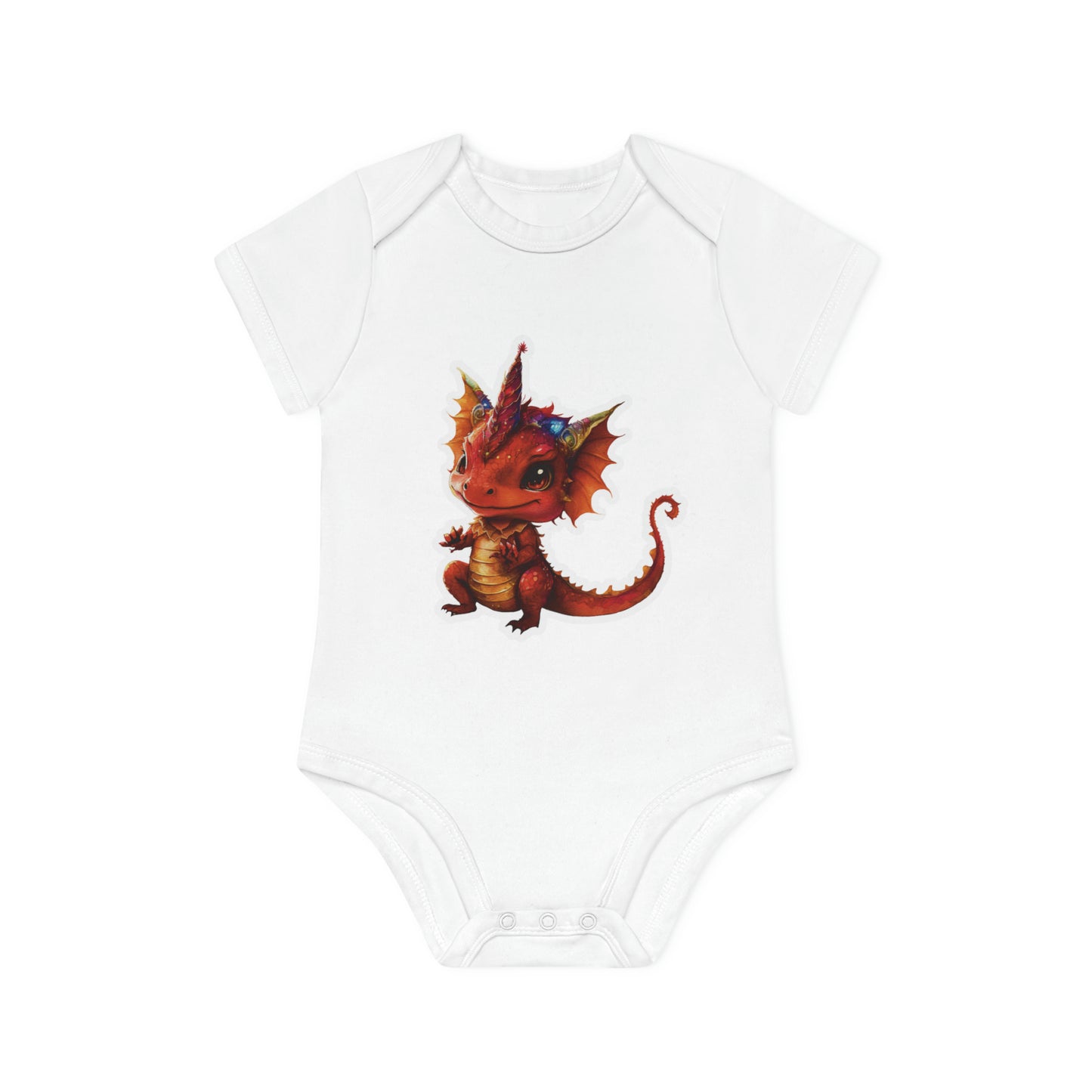 "Dragon Unicorn Cuteness" - Baby Organic Short Sleeve Bodysuit