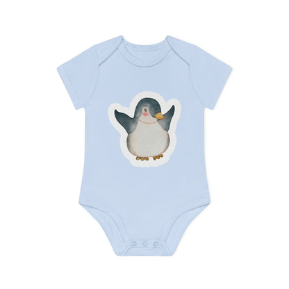 "Penguin Cutie" - Baby Organic Short Sleeve Bodysuit