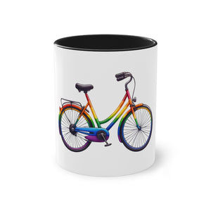 "Pride Rainbow Bicycle" - Two Tone Mug