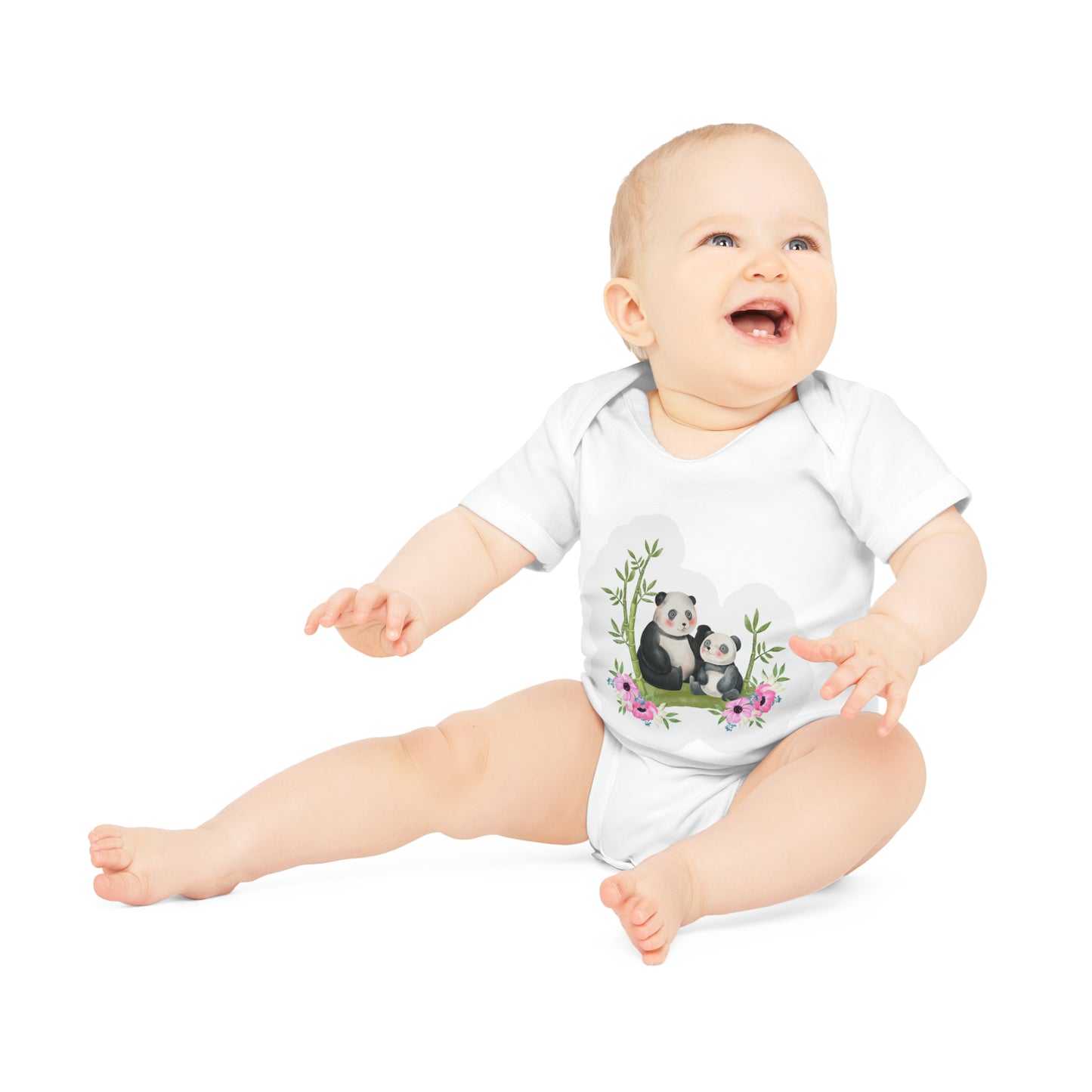 "Organic Cotton Baby Bodysuit with Ad- Baby Organic Short Sleeve Bodysuit