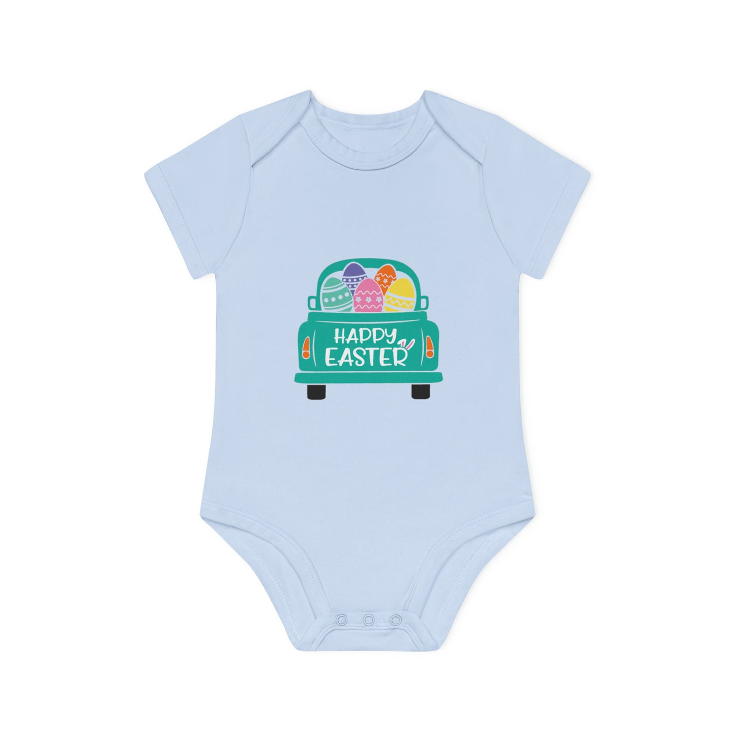 "Happy Easter" - Baby Organic Short Sleeve Bodysuit