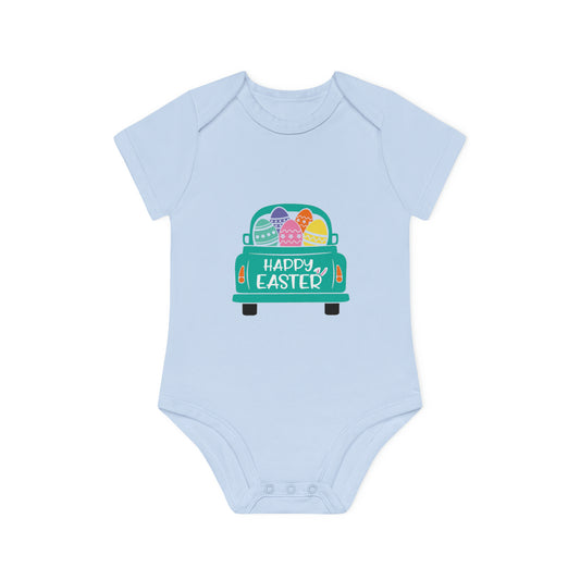 "Happy Easter" - Baby Organic Short Sleeve Bodysuit