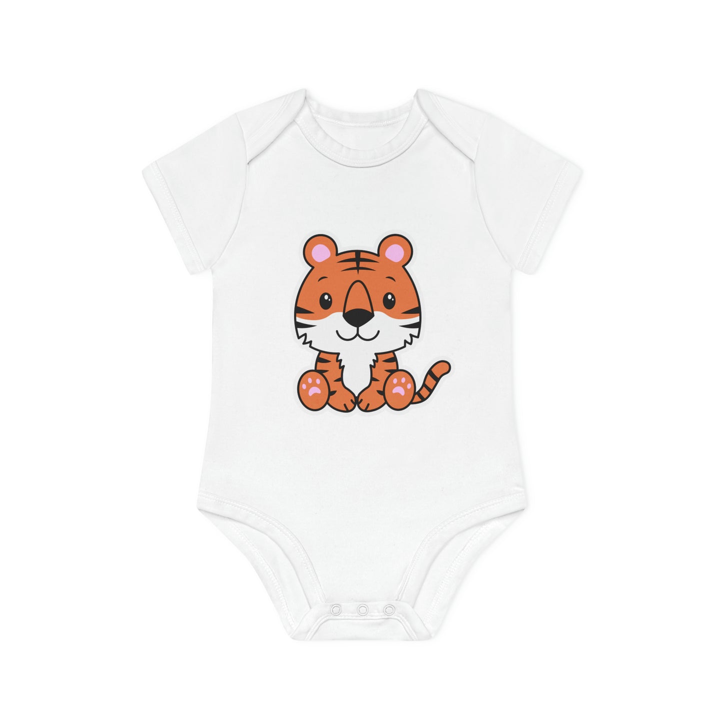 "Cute Tiger" - Adorable Baby Organic Short Sleeve Bodysuit