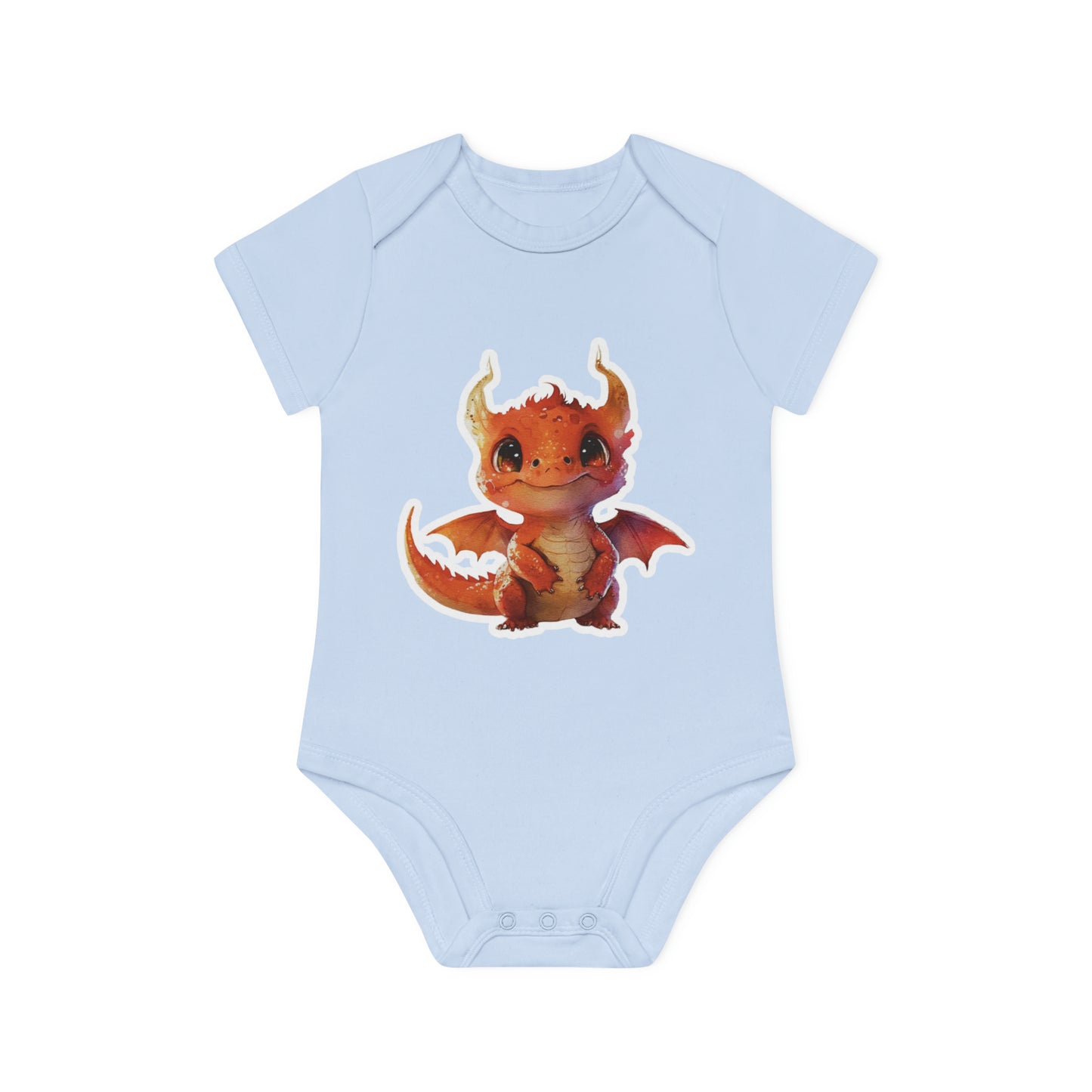 "Adorable Little Red Dragon" - Baby Organic Short Sleeve Bodysuit