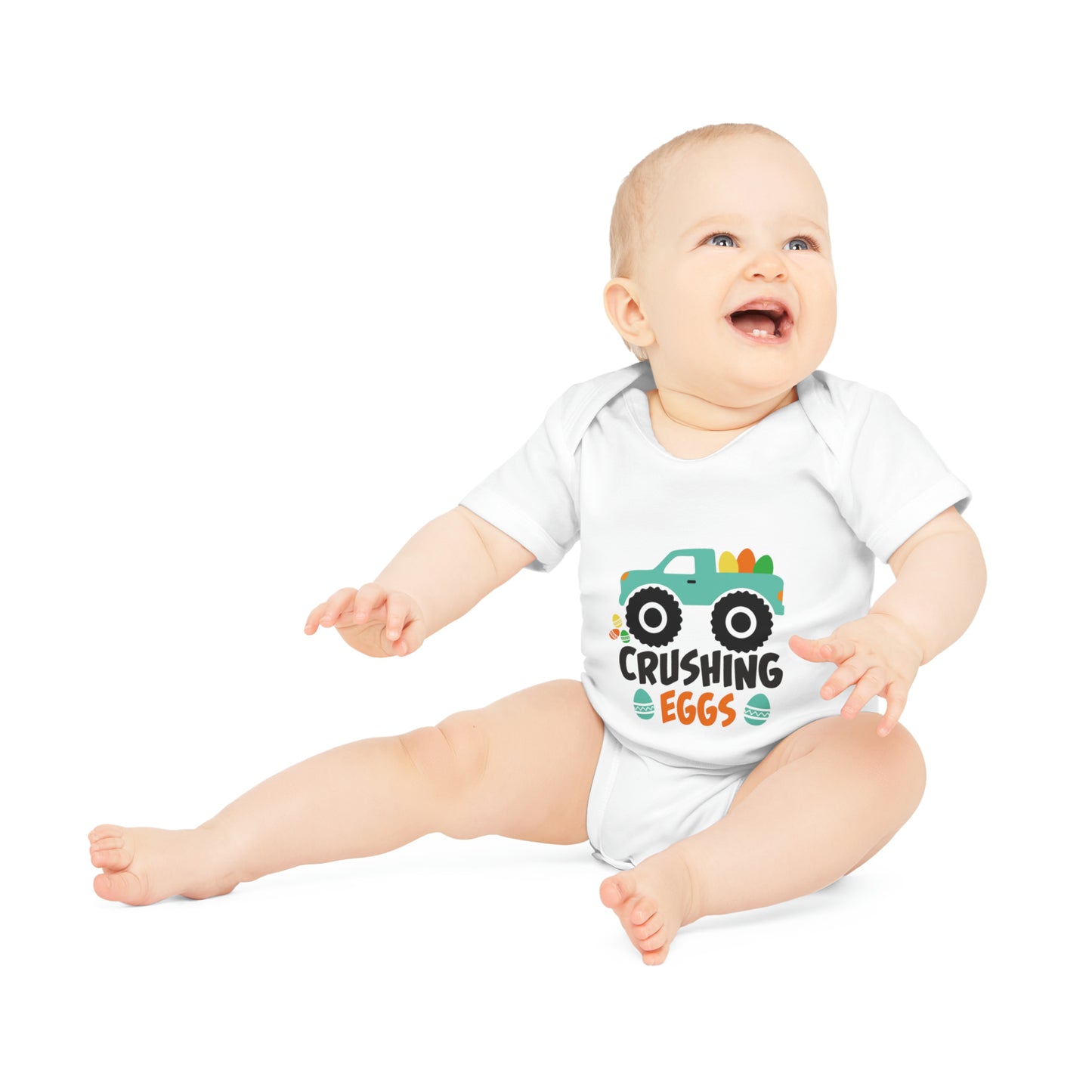 "Crushing Eggs" - Baby Organic Short Sleeve Bodysuit