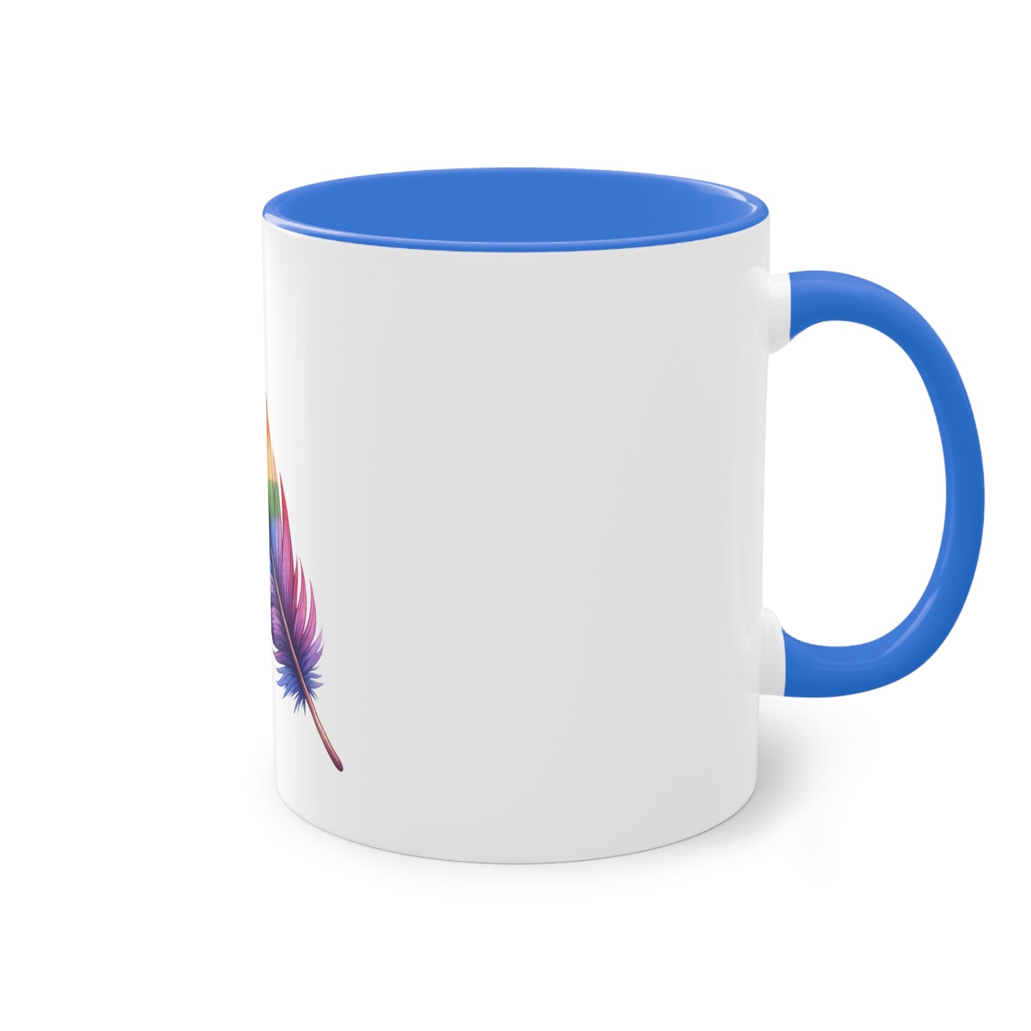 "Rainbow Pride Feather" - Two Tone Mug