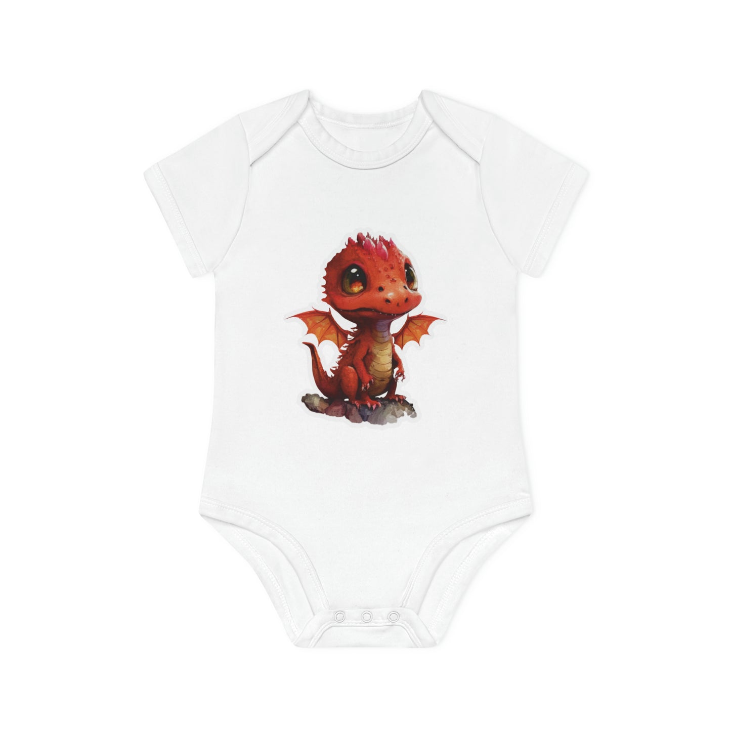 "Cute Red Dragon" - Baby Organic Short Sleeve Bodysuit