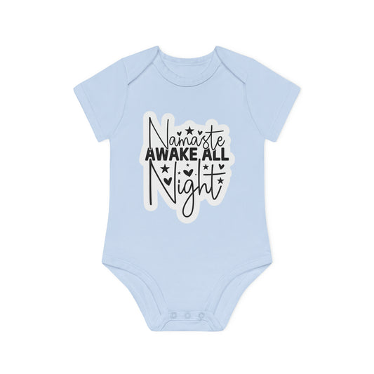 "Namaste Awake All Night" - Baby Organic Short Sleeve Bodysuit