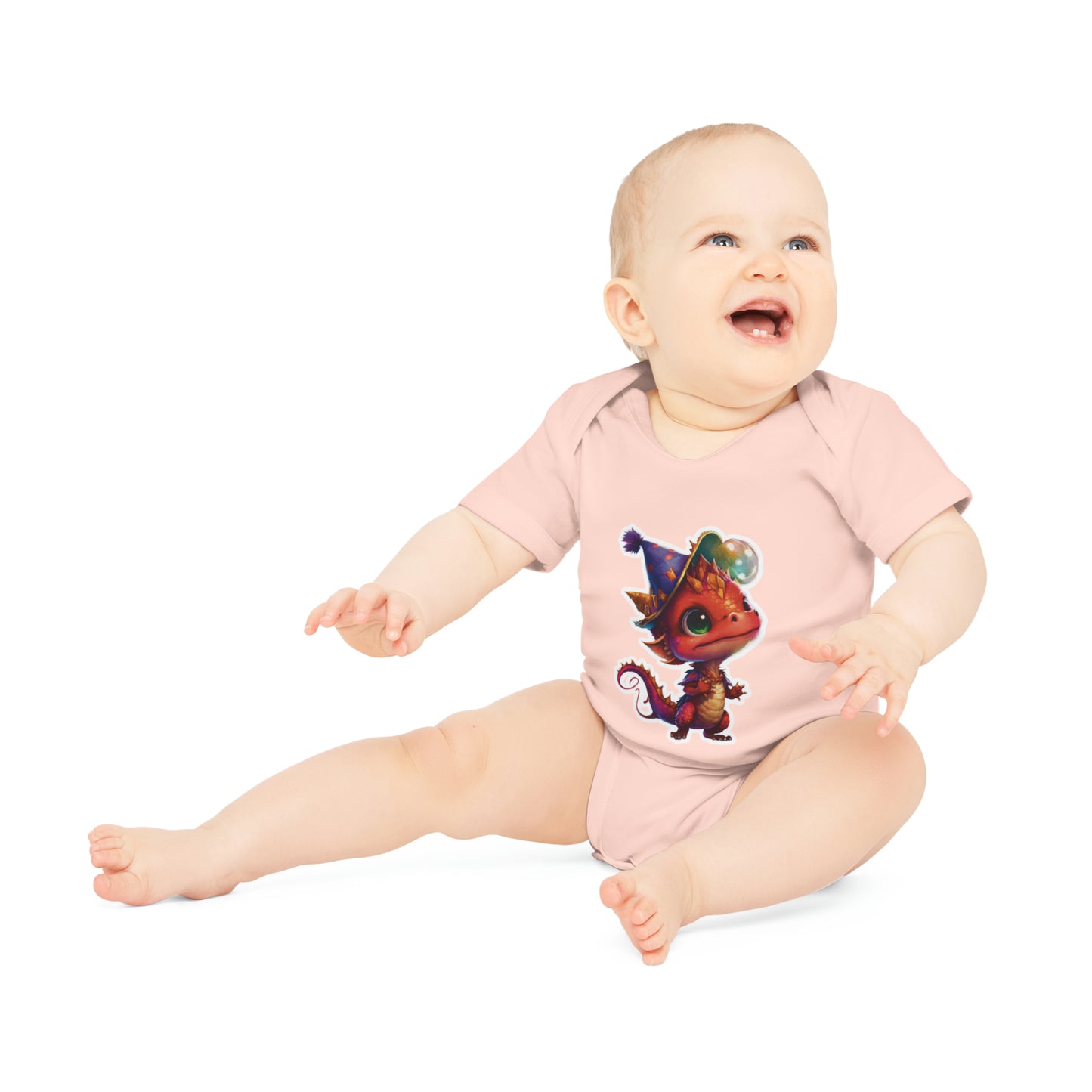 "Adorable Party  Dragon" - Baby Organic Short Sleeve Bodysuit