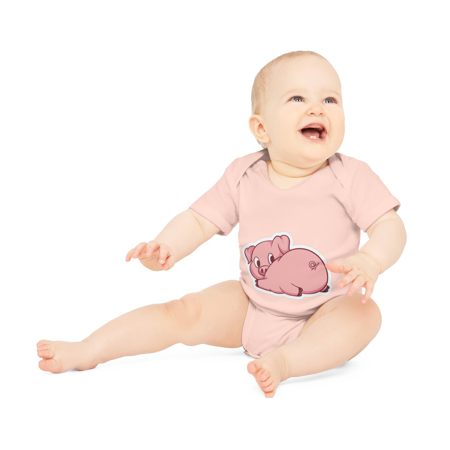 "Adorable Piggie" - Baby Organic Short Sleeve Bodysuit