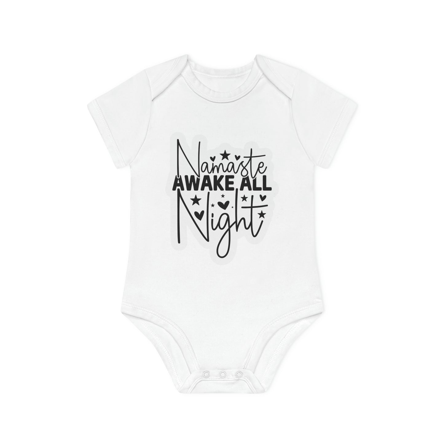 "Namaste Awake All Night" - Baby Organic Short Sleeve Bodysuit