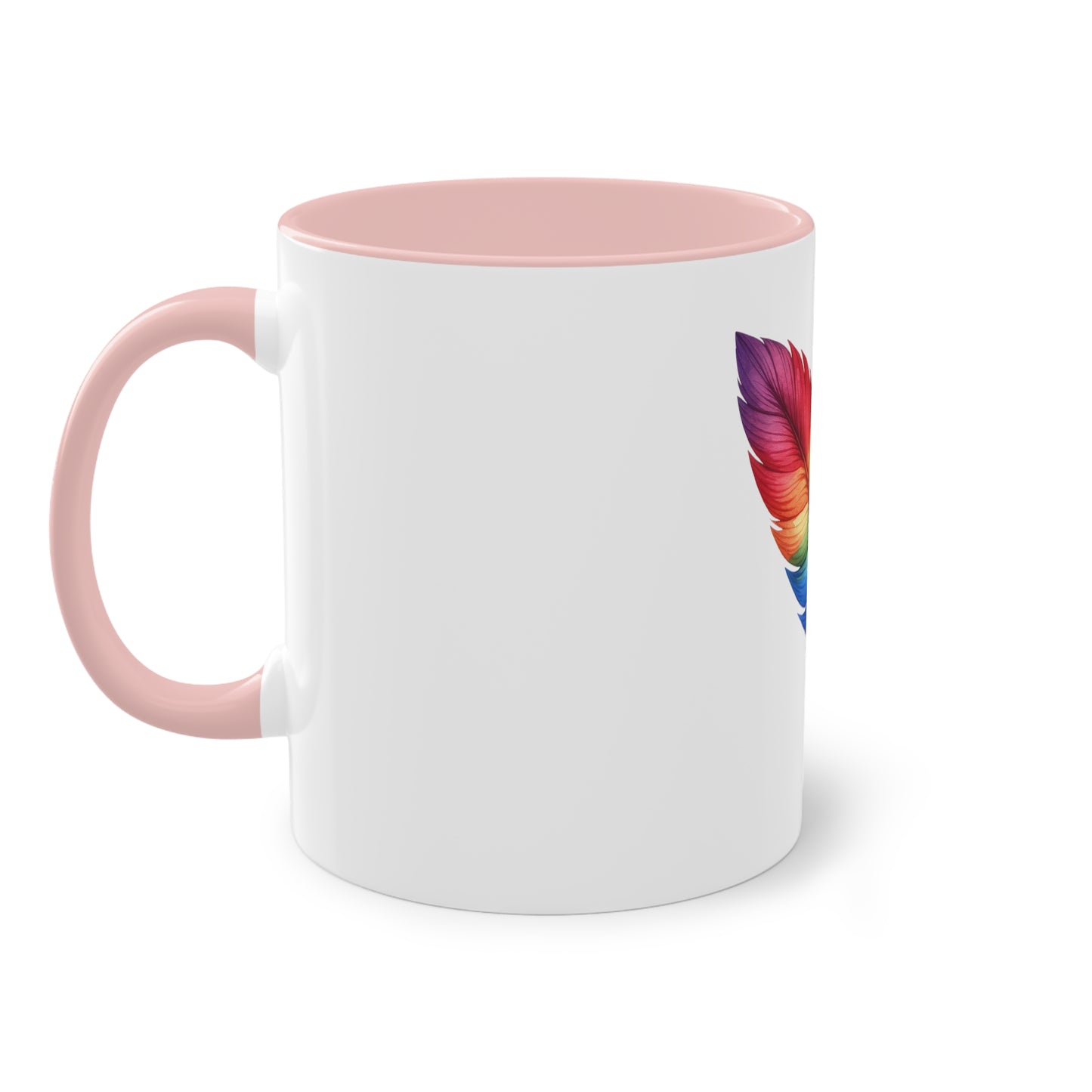 "Rainbow Pride Feather" - Two Tone Mug