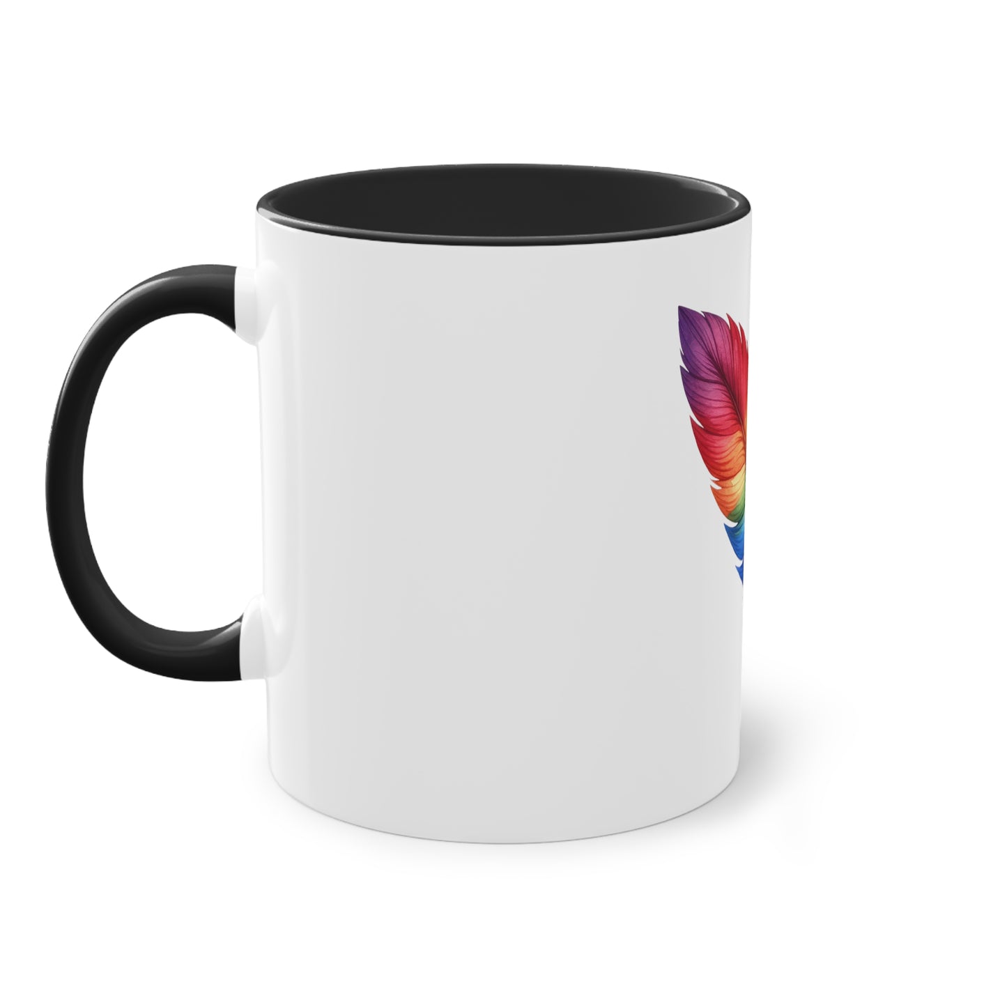 "Rainbow Pride Feather" - Two Tone Mug