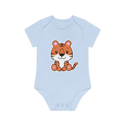 "Cute Tiger" - Adorable Baby Organic Short Sleeve Bodysuit