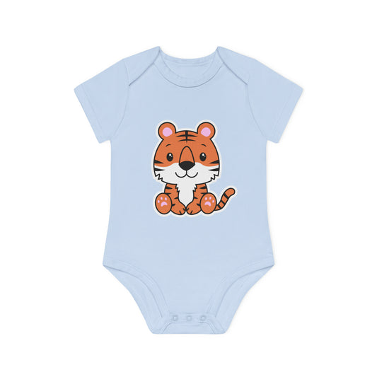 "Cute Tiger" - Adorable Baby Organic Short Sleeve Bodysuit