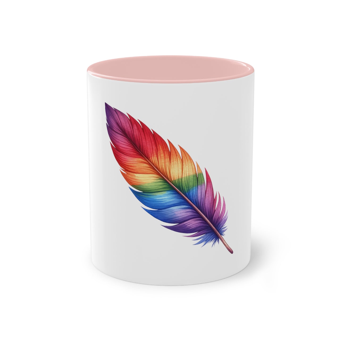 "Rainbow Pride Feather" - Two Tone Mug