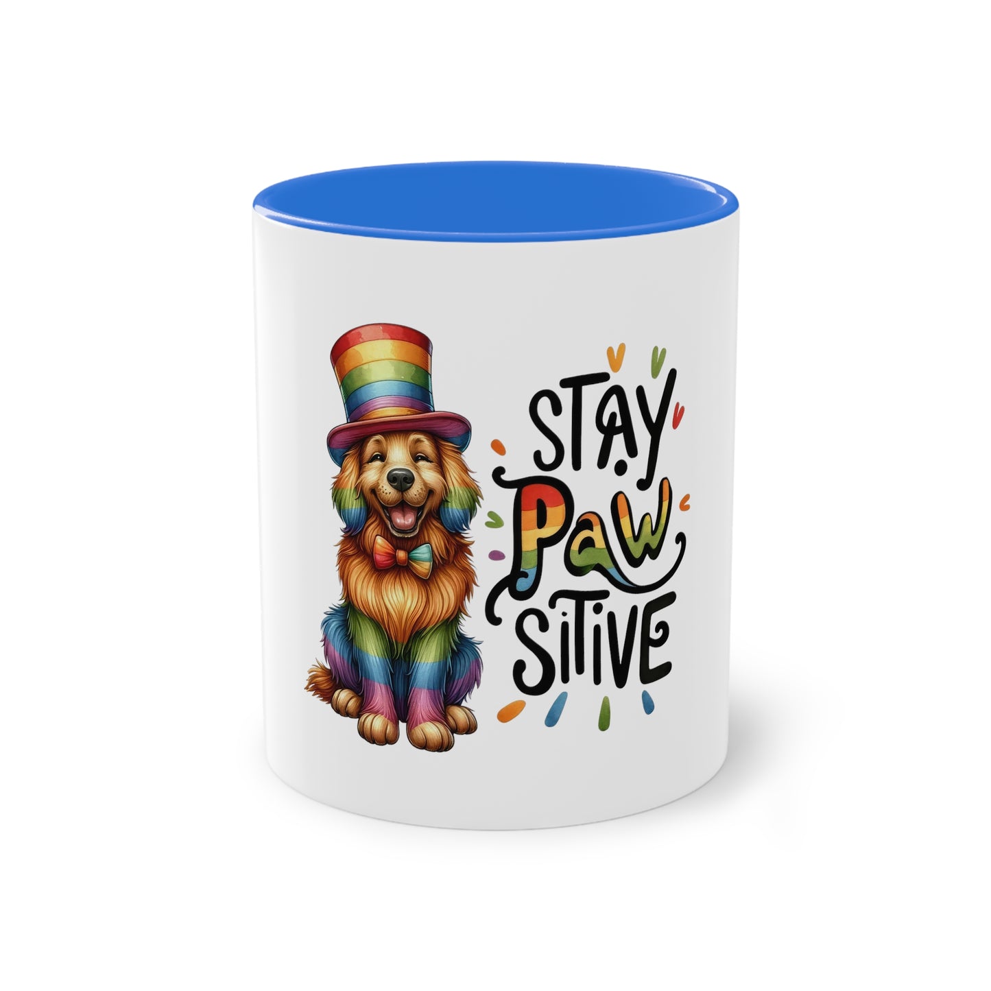 "Rainbow Love: Stay PawSitive" - Two Tone Mug