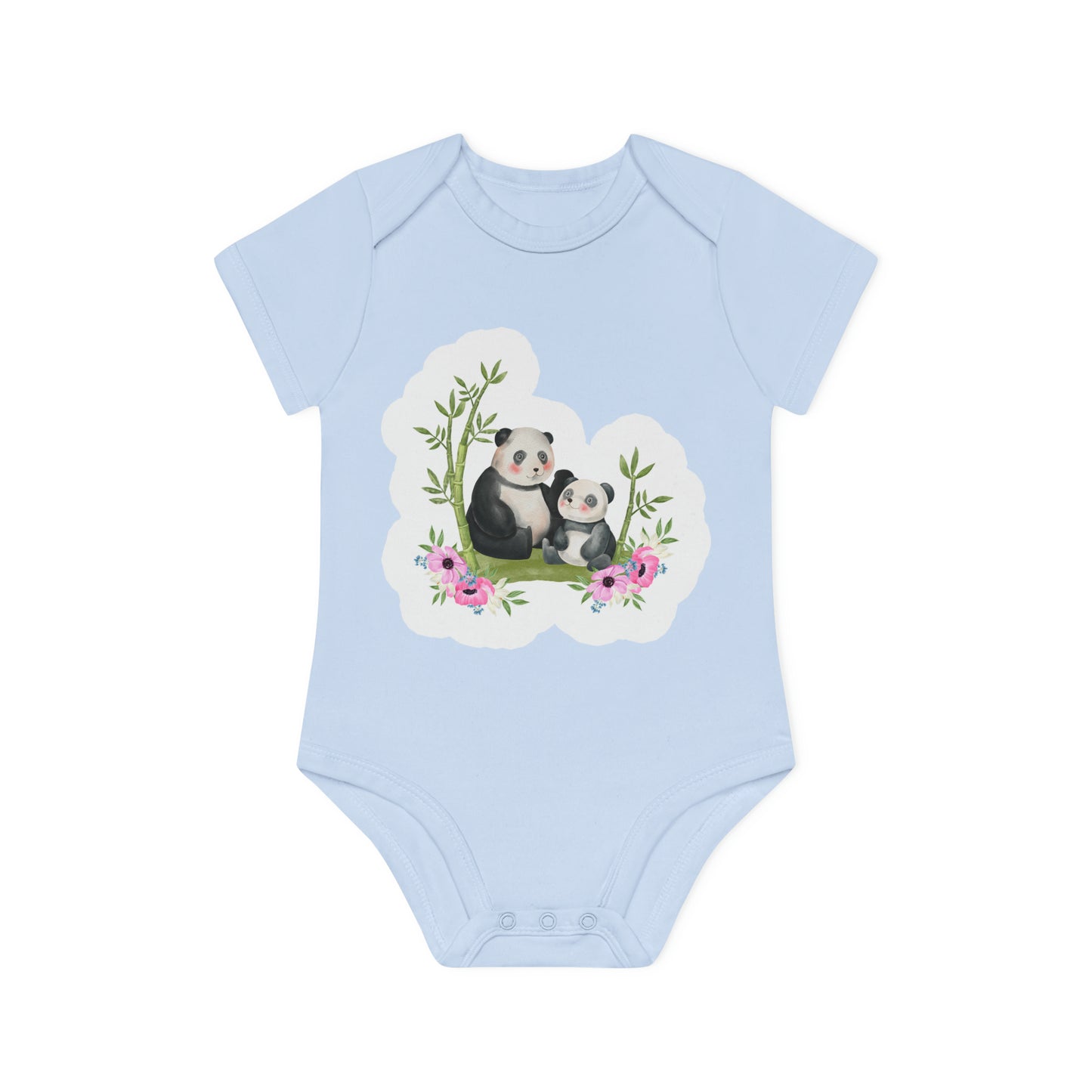 "Organic Cotton Baby Bodysuit with Ad- Baby Organic Short Sleeve Bodysuit