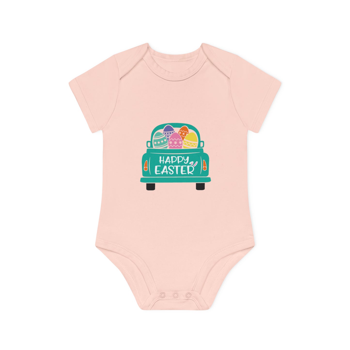 "Happy Easter" - Baby Organic Short Sleeve Bodysuit