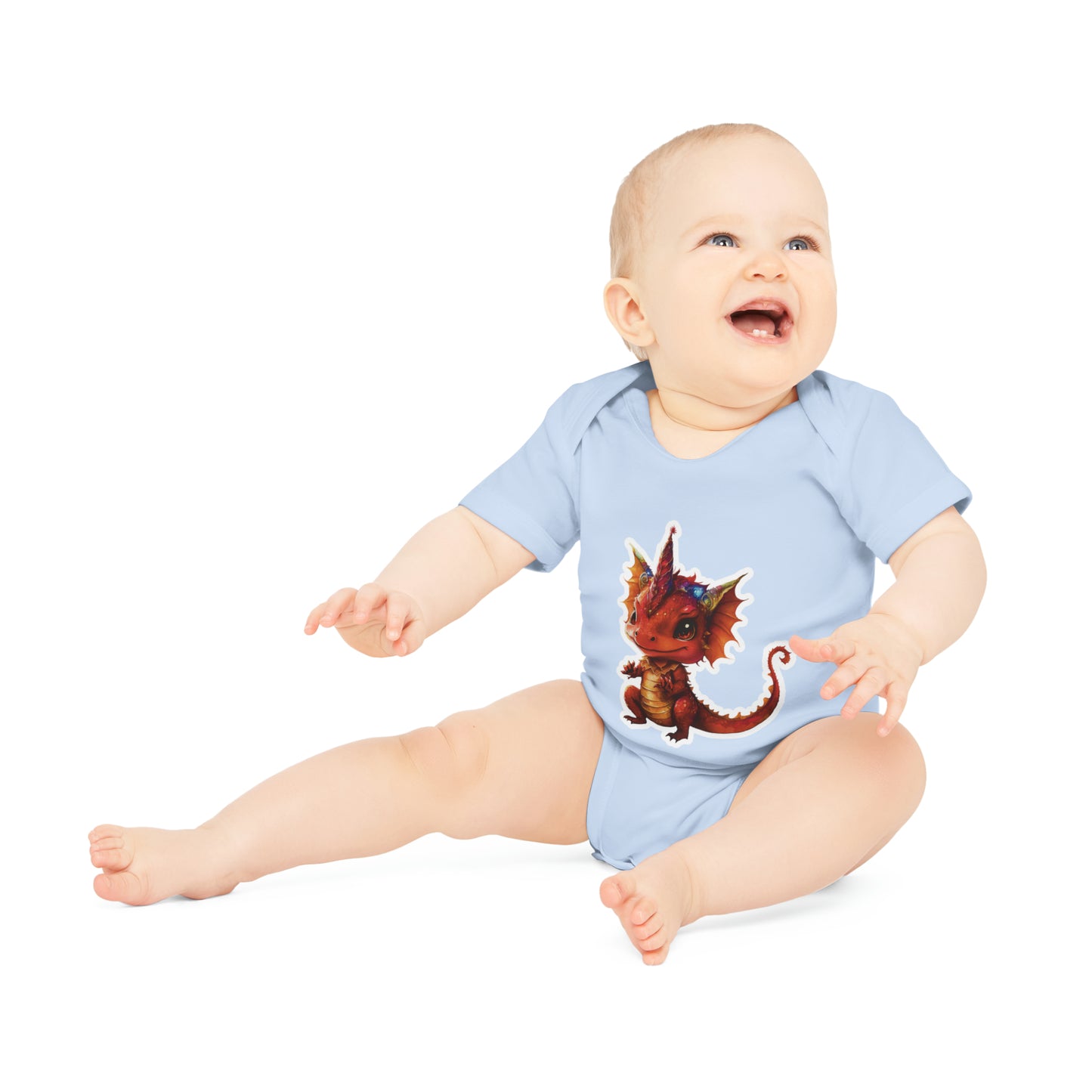 "Dragon Unicorn Cuteness" - Baby Organic Short Sleeve Bodysuit