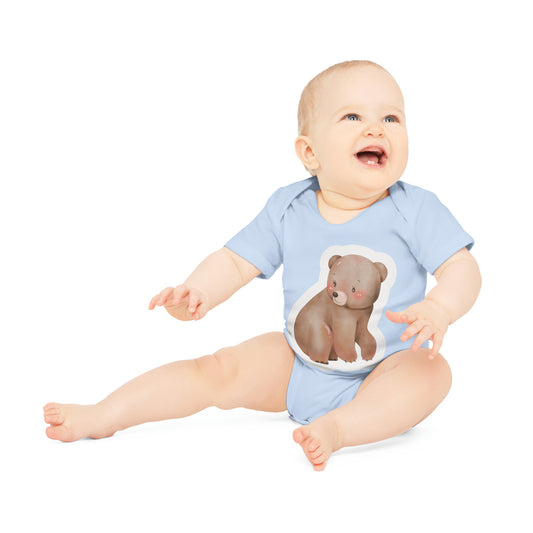 "Organic Baby Bodysuit: Adorable- Baby Organic Short Sleeve Bodysuit