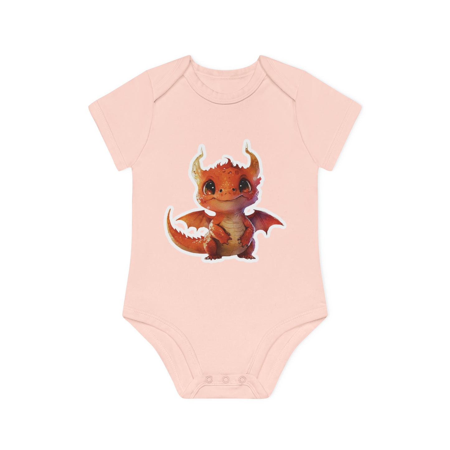 "Adorable Little Red Dragon" - Baby Organic Short Sleeve Bodysuit